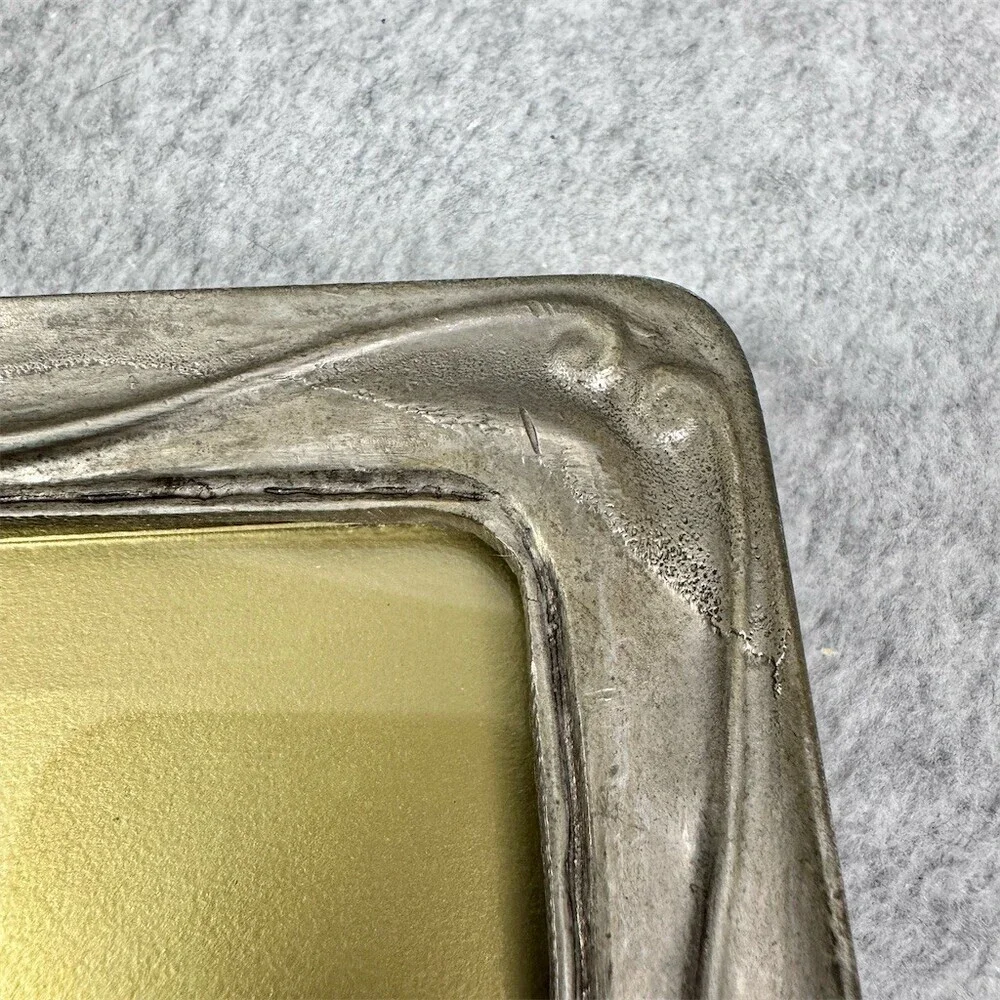 Vintage Art Nouveau Picture Frame Silver Ornate Scrollwork Easel Back